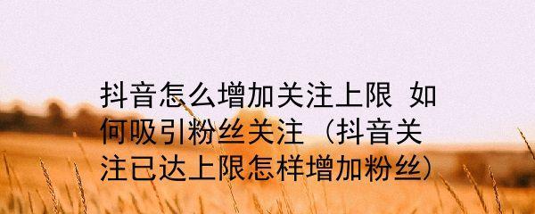 抖音粉丝快速增加方法（如何在短时间内增加1000个抖音粉丝）